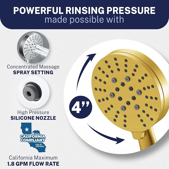 HammerHead Showers® Solid Metal 3-Spray Handheld Shower Head - Image 3