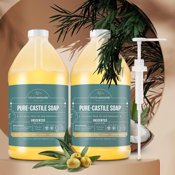 WHOLENATURALS Pure Castile Soap Liquid, EWG Verified & Certified Palm Oil Free - Image 2