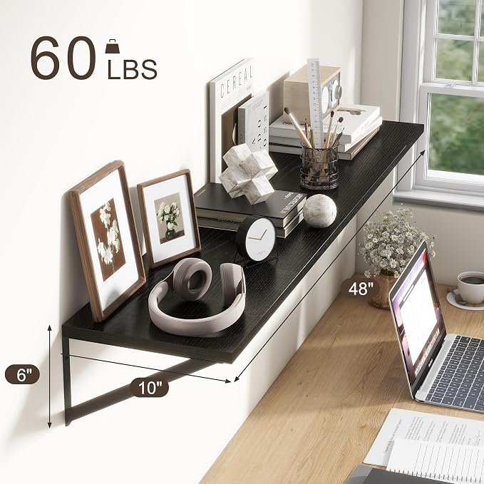 Floating Shelves 48 Inch Long, Wide Large Display Storage Shelves - Image 3