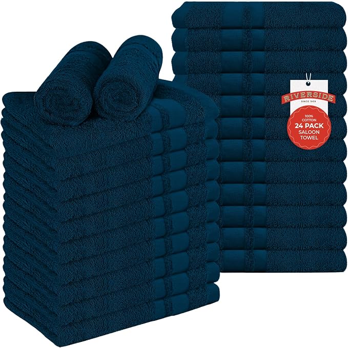 RIVERSIDE Pack of 24 Salon Towels Set – 16 x 26 Inches, 100% Ring Spun Cotton by RIVERSIDE