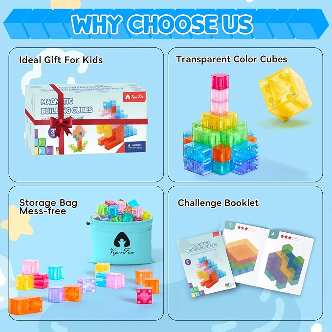 VigorFun Magnetic Blocks Set, Magnet Building Blocks - Image 3