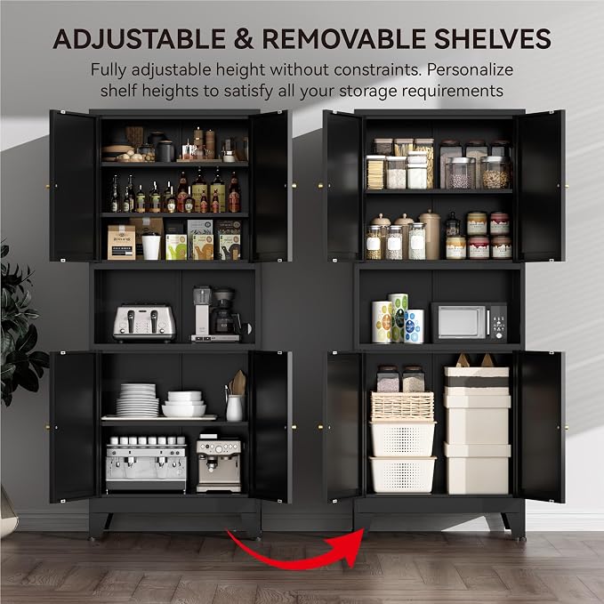 COFaR 69" Tall Modern Kitchen Pantry, Metal Storage Cabinet - Image 5
