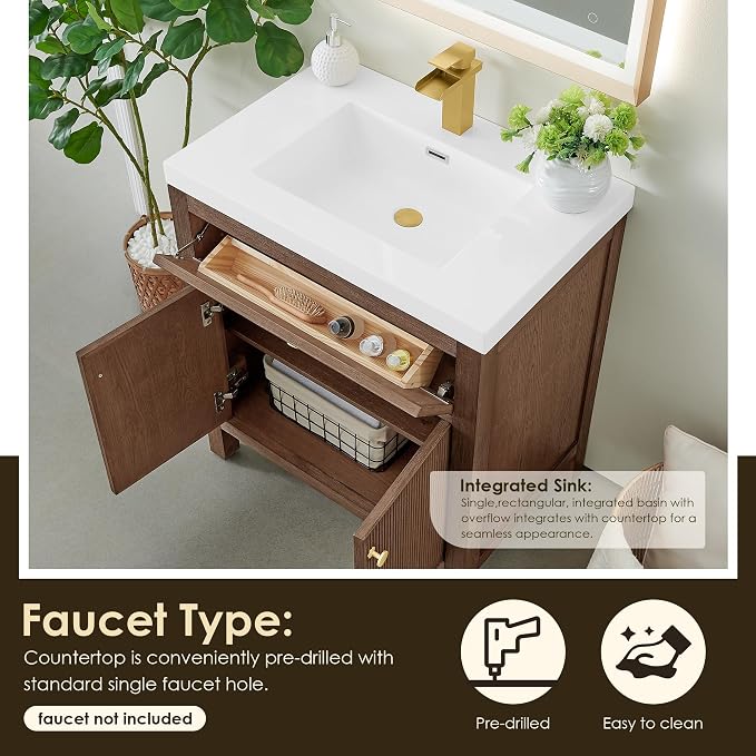 ALTAIR 30 Inch Vanity Bathroom Small Sink Vanities Single Bath Large Storge - Image 5