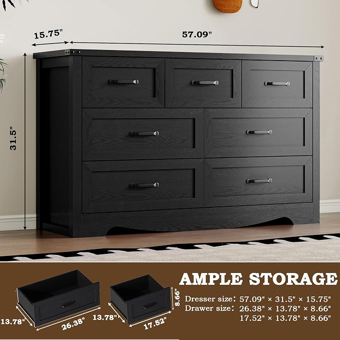 7-Drawer Dresser for Bedroom, Modern Wooden Chest of Drawers - Image 2