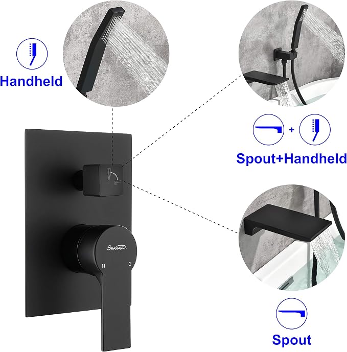 SHAMANDA Waterfall Wall Mounted Bathtub Faucet - Image 2