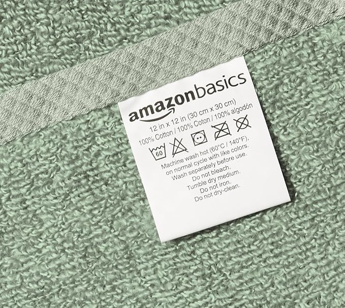 Amazon Basics Cotton Washcloths, Seafoam Green - Image 4