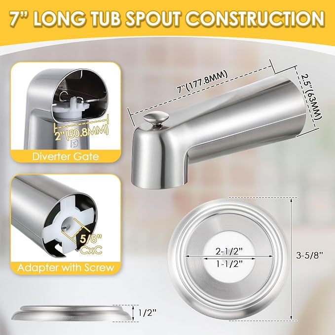 Enhon 7 Inch Slip on Tub Spout - Image 2