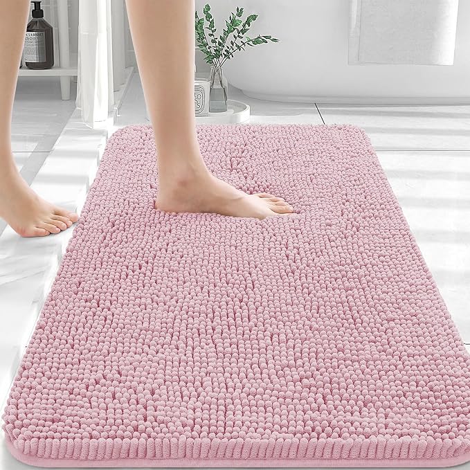 OLANLY Bathroom Rugs 36x24, Extra Soft Absorbent Chenille Bath Rugs, Rubber by OLANLY