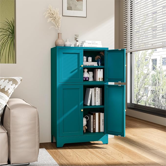 Metal Bathroom Storage Cabinet, Freestanding Pantry Floor Cabinet - Image 5