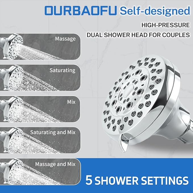 Tandem Shower Heads, Double Shower Head - Image 7