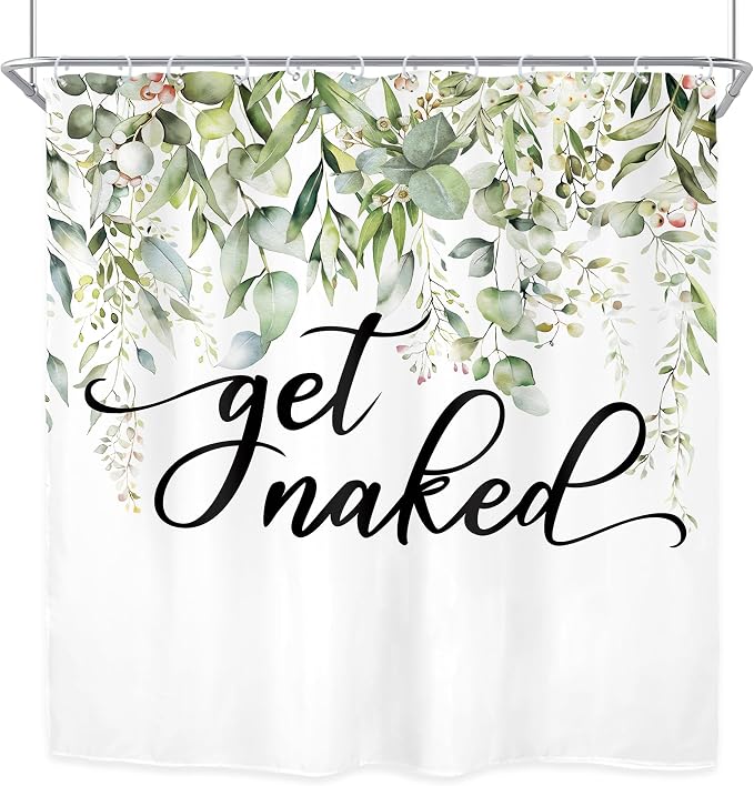 Riyidecor Sage Green Eucalyptus Leaves Shower Curtain - Image 7