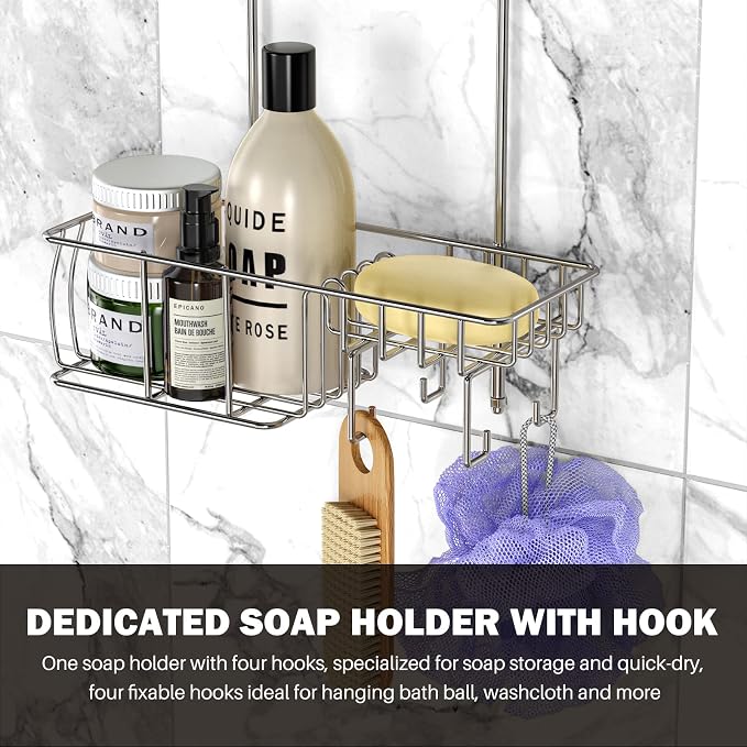 Epicano Anti-Swing Hanging Shower Caddy Stainless Steel 304, Over Head Shower - Image 6