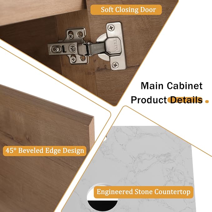 Malwee 60" Floating Bathroom Vanity - Image 3