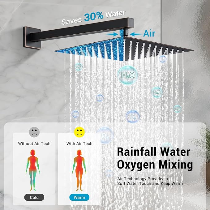 Rain Shower Faucet Set Wall Mounted Rainfall - Image 3