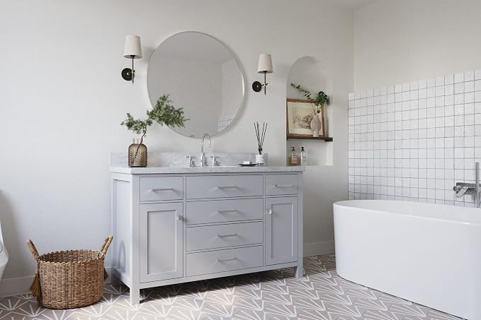 ARIEL Bristol 54" Grey Bathroom Vanity Base Cabinet, Single Sink Configuration - Image 4