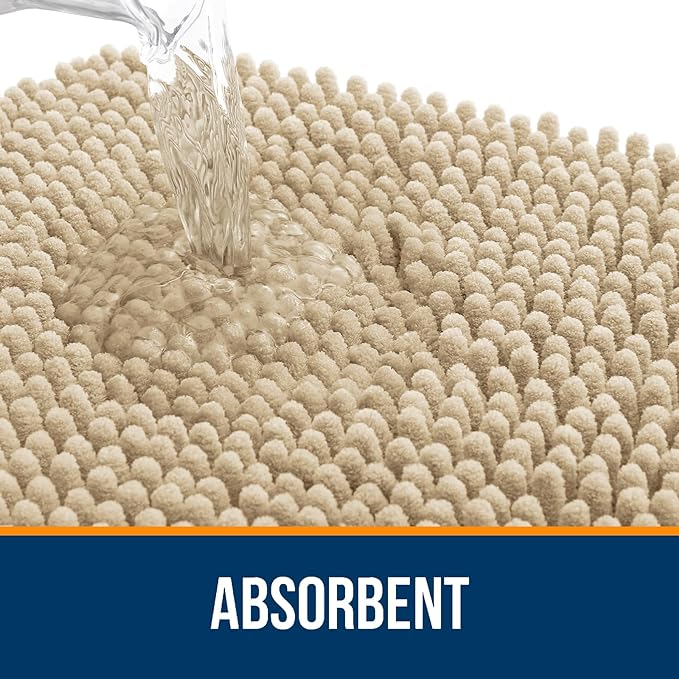 OLANLY Bathroom Rugs 40x32, Extra Soft Absorbent Chenille Bath Rugs, Rubber - Image 4
