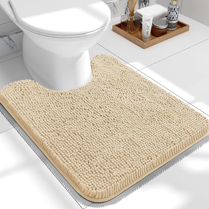 OLANLY Toilet Rugs U-Shaped 24x20, Extra Soft Absorbent Chenille Contour by OLANLY