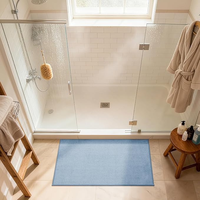 GRANNY SAYS Blue Bathroom Rugs, Soft Chenille Bathroom Mat, Absorbent Bath Mats - Image 9