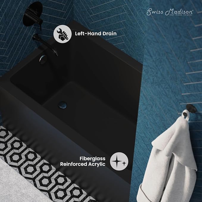 Voltaire 48" X 32" Left-Hand Drain Alcove Bathtub - Image 2