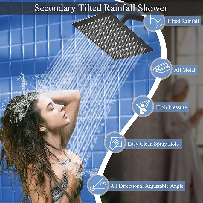 Matte Black Shower System, Knob Switch Diverter Shower Faucet Set - Image 5