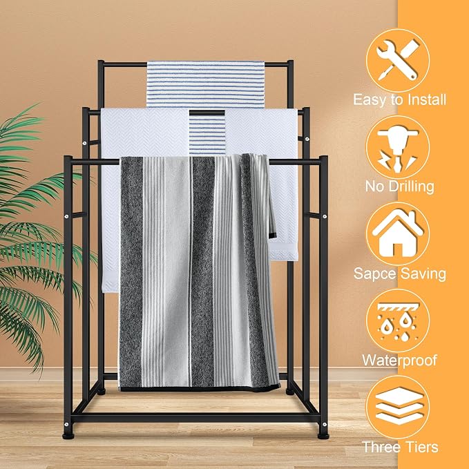 47.6 Inch Tall Free Standing Towel Racks 3 Tier Pool Towel Rack Outdoor - Image 3