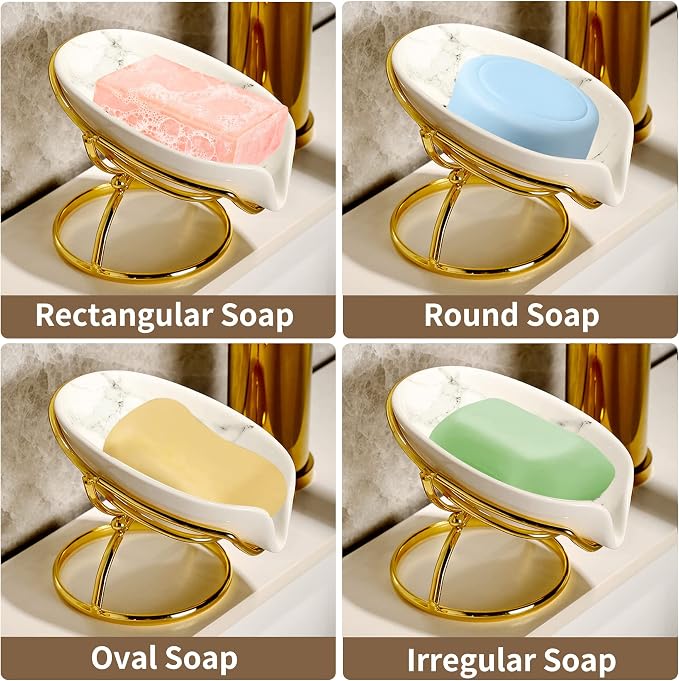Leaf-Shaped Soap Dish – Ceramic Soap Bar Holder - Image 6