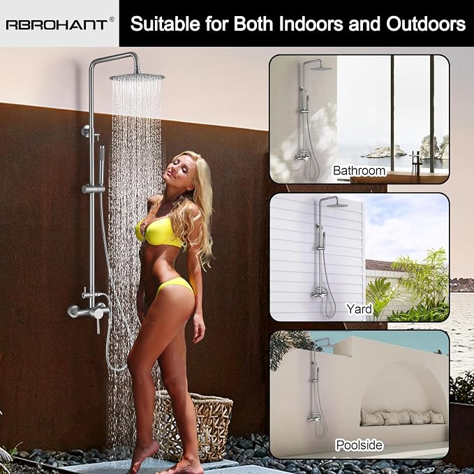 RBROHANT Outdoor Shower, Wall Mount Outdoor Shower Kit, Outside Shower Faucet - Image 8