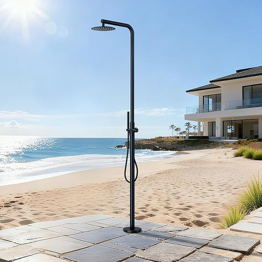 RBROHANT Freestanding Outdoor Shower Black, 316 Marine Grade Stainless Steel by RBROHANT