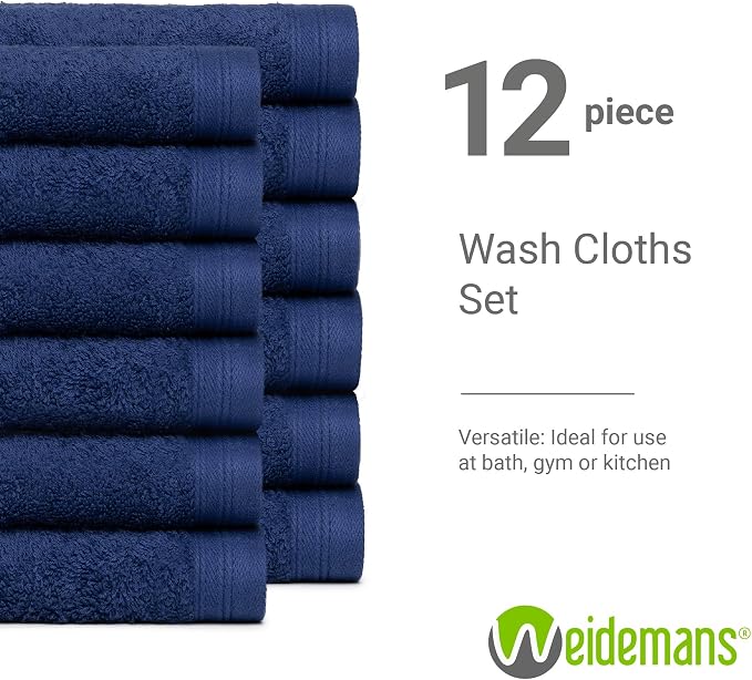 100% Cotton Washcloths Set 13” x 13” | Dark Grey Towels | Set of 12 Ultra Soft - Image 3