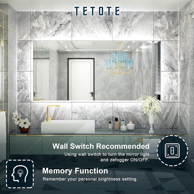 TETOTE 60 x 28 Inch LED Backlit Mirror - Image 5