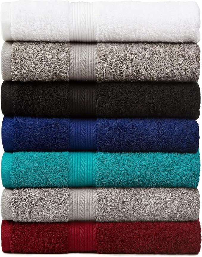 Amazon Basics Soft Bath Towels set, Absorbent Fade Resistant 100% Cotton - Image 2