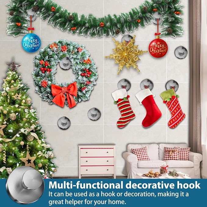 Suction Cup Hooks for Shower, Glass Door, Hold Robe & Wreath, Hanging up to 15 - Image 7