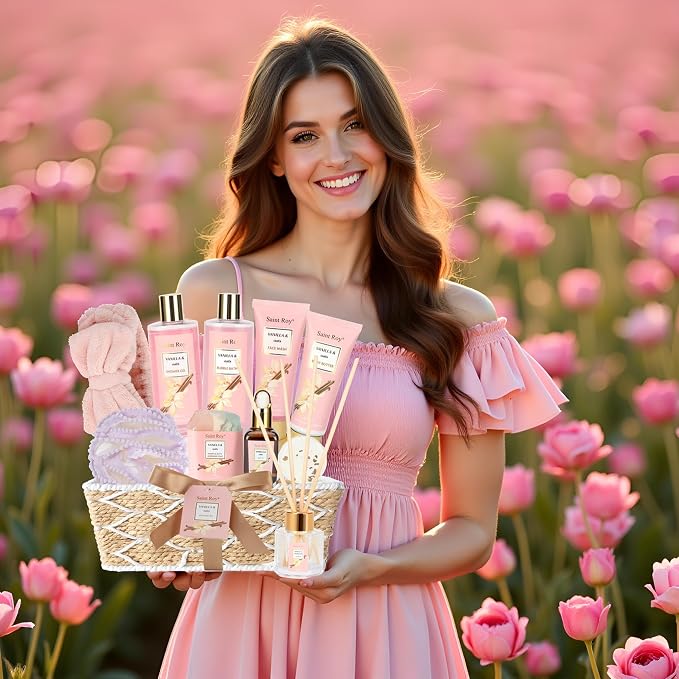 Bath and Body Gift Baskets for Women, Body Oil, Saint Roy Gifts for Mom - Image 3