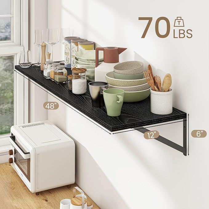 Dreamland Floating Shelves for Wall, 12 Inch Deep Floating Shelves Set of 2 - Image 4