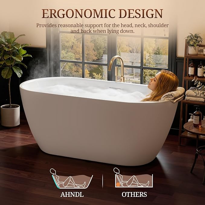 67" Acrylic Freestanding Bathtub, Deep Soaking Tub - Image 4