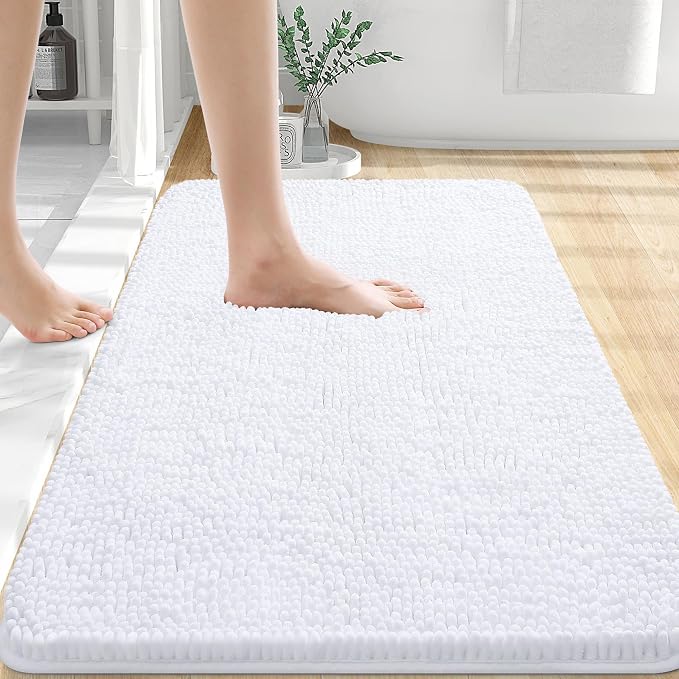 OLANLY Bathroom Rugs 35x24, Extra Soft Absorbent Chenille Bath Rugs, Rubber by OLANLY