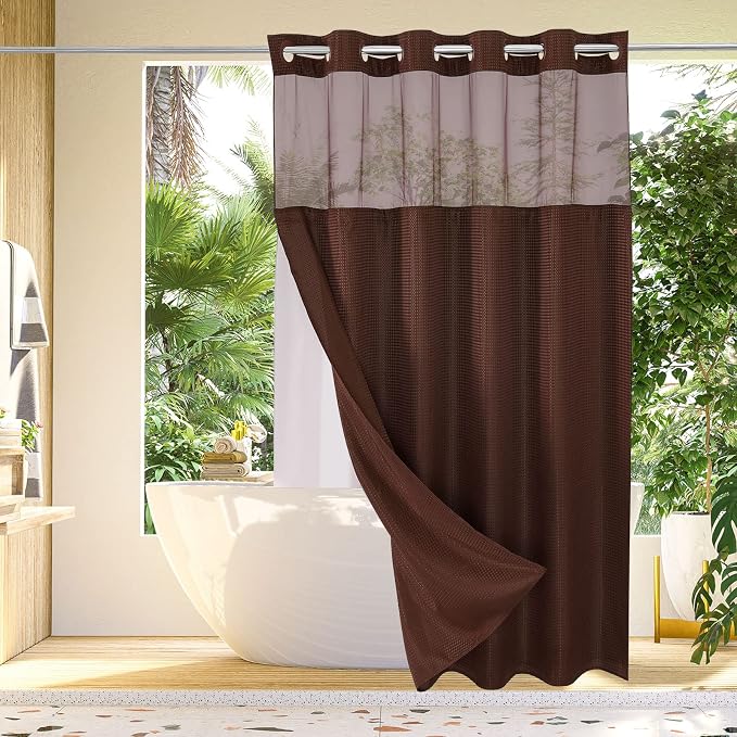 Gibelle Extra Long Shower Curtain 72x86, Waffle Weave Bathroom Shower Curtain by Gibelle