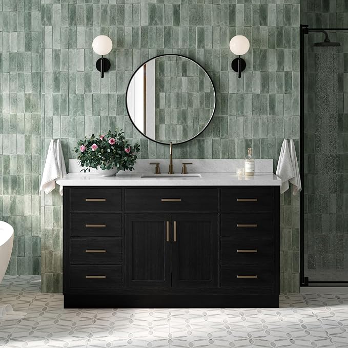 ARIEL Hepburn 61 Inch Single Rectangle Sink Bathroom Vanity by Ariel