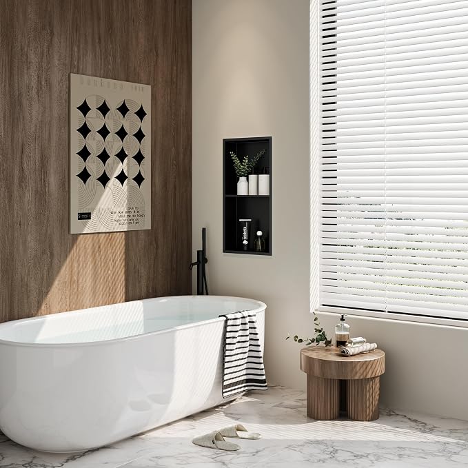 Stainless Steel Shower Niche 24" X 12", No Tile Needed Wall Niche Double Shelves - Image 4