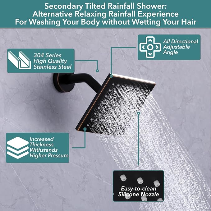 VANFOXLE Shower Faucet Set Oil Rubbed Bronze Shower System, Push Button - Image 5