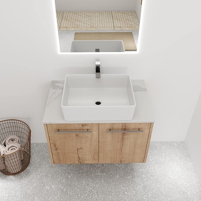 30 Inch Bathroom Vanity with Sink, Modern Wall Mount Floating Bathroom Vanity - Image 3