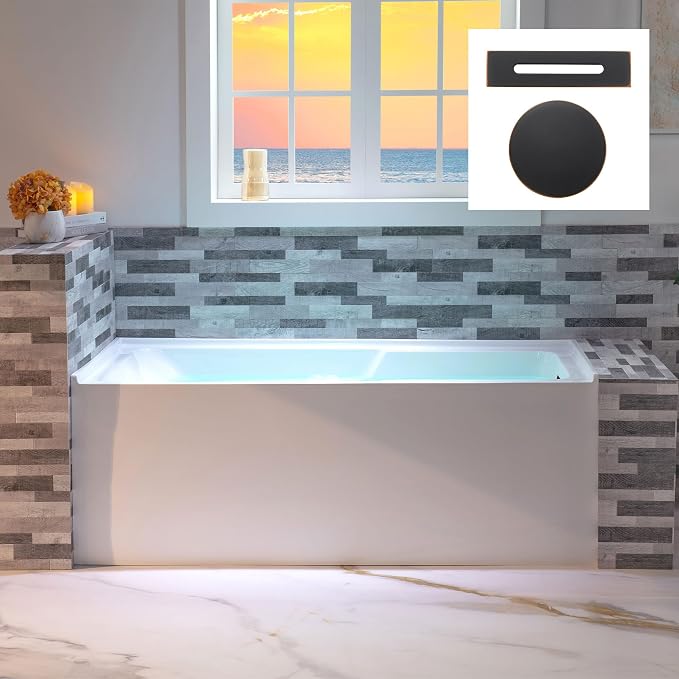 WOODBRIDGE 54" Acrylic Rectangular Alcove Soaking Bathtub in White by WOODBRIDGE