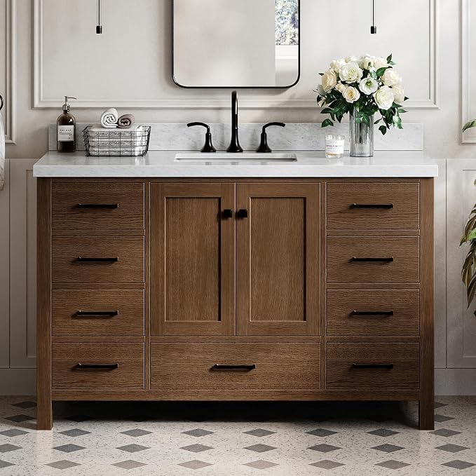 ARIEL Cambridge 55 Inch Single Rectangle Sink Bathroom Vanity by Ariel