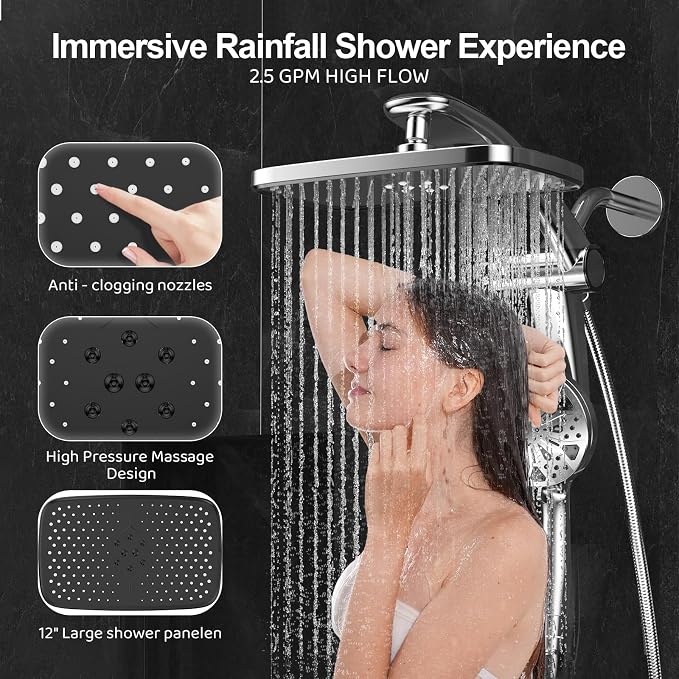 Rain Shower Head with filtered Handheld High Pressure rainfall Shower Heads - Image 7