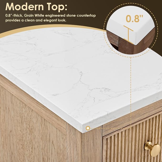 ALTAIR 42 Bathroom Vanity with Sink Mordern Pedestal Single Vanities Large - Image 7