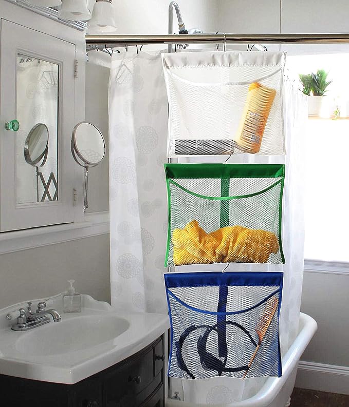 Portable Mesh Pocket with Rotatable Hanger, Quick Dry Serial Type Bath Storage - Image 6