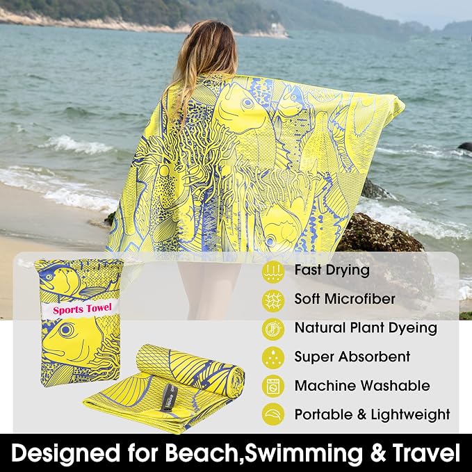 4Monster Microfiber Beach Towel Quick Dry, Super Absorbent Lightweight Travel - Image 2