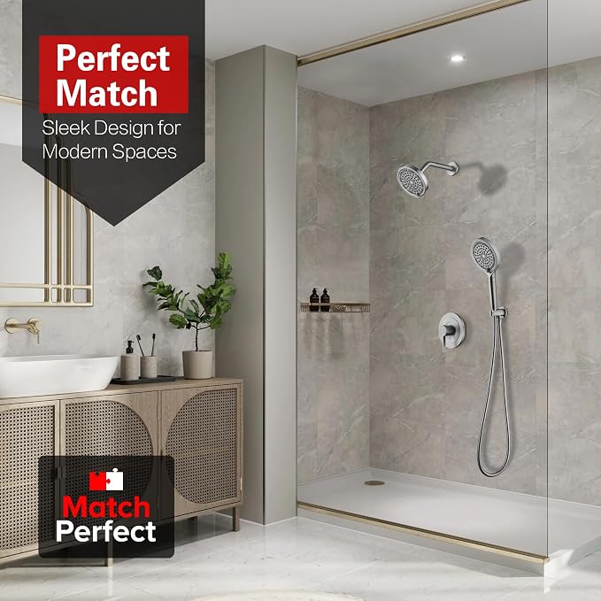 SUMERAIN Brushed Nickel Rainfall Shower System - Image 3