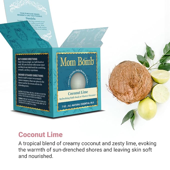 Mom Bomb Coconut Lime Bath Bomb – Essential Oils, Clean Ingredients – Relaxing - Image 7