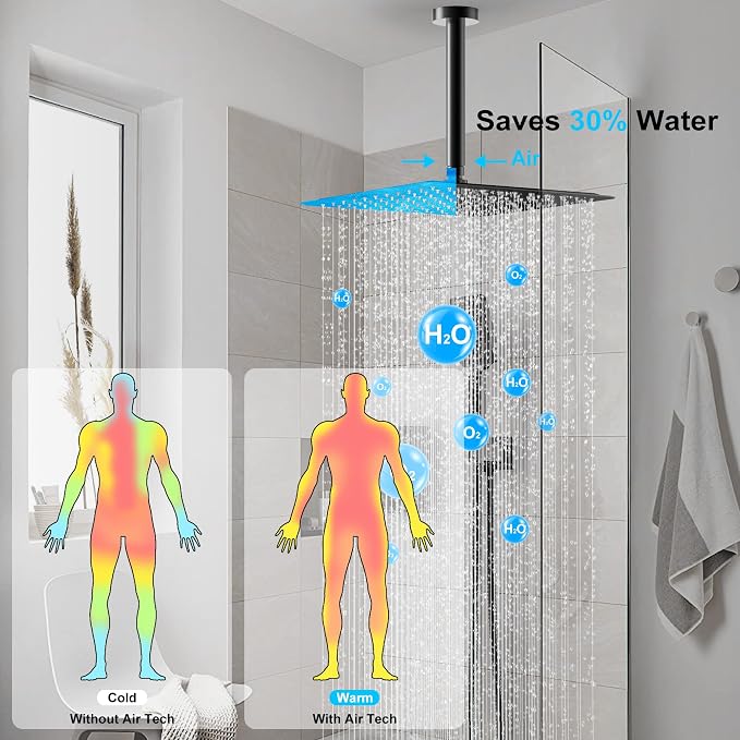 Rain Shower System 12IN Modern Brass Faucet Set - Image 5